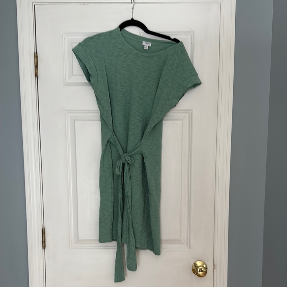 J. Crew Green Tie-Waist Dress